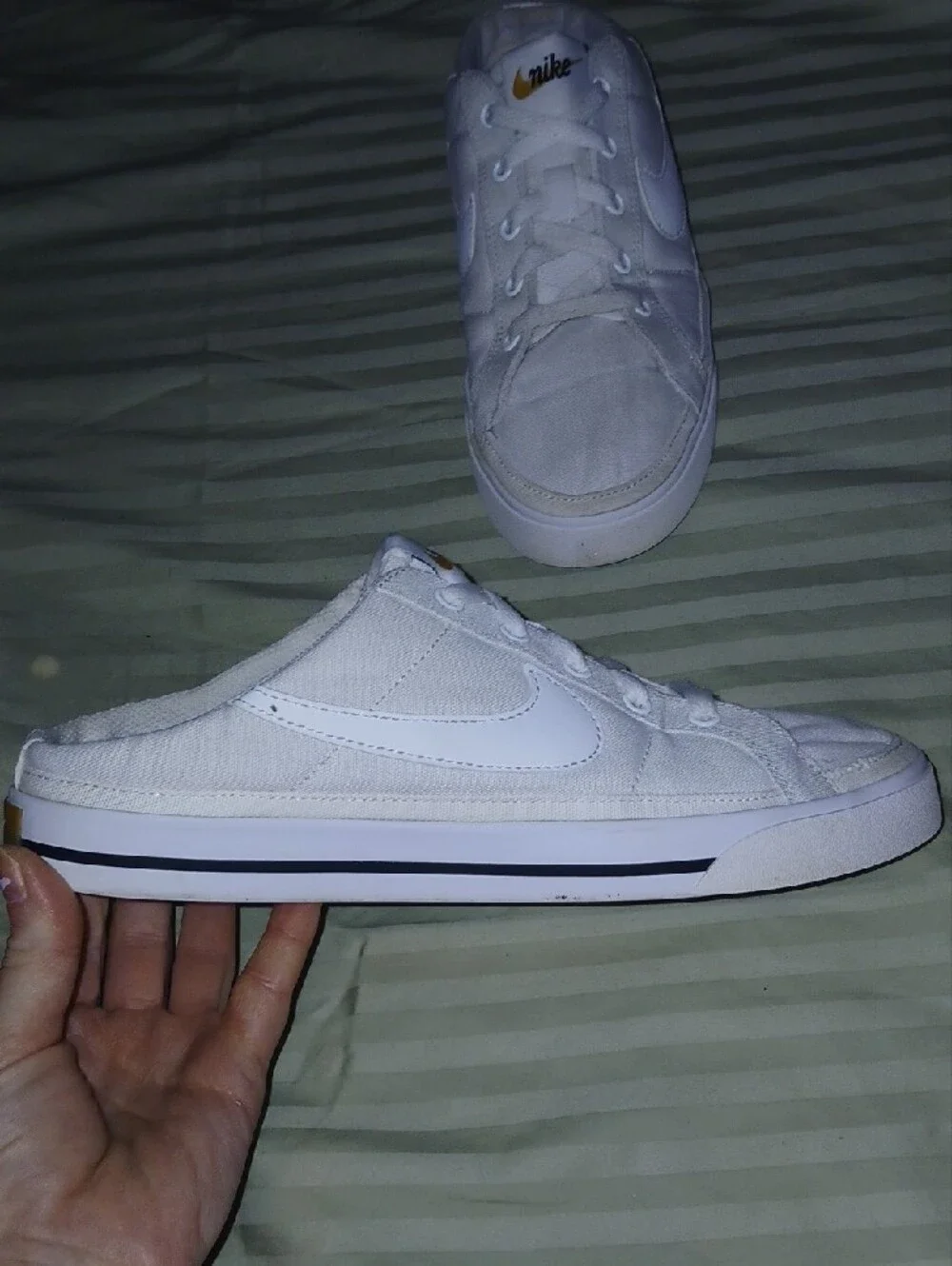 Nike Womens Court Legacy Mule White Canvas Sz: 9.5
